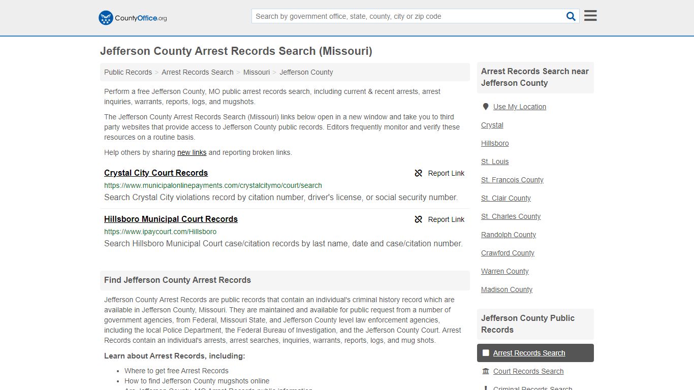 Arrest Records Search - Jefferson County, MO (Arrests ...