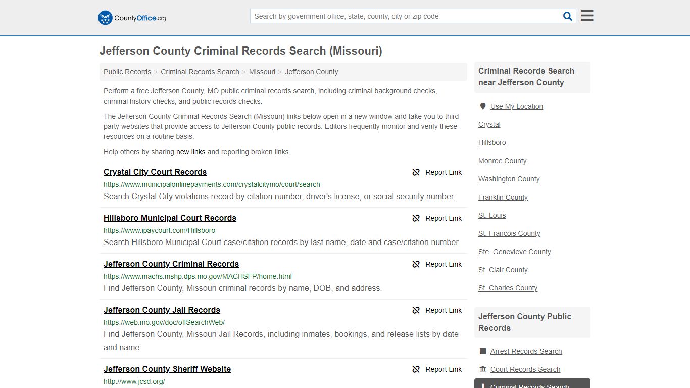 Criminal Records Search - Jefferson County, MO (Arrests ...